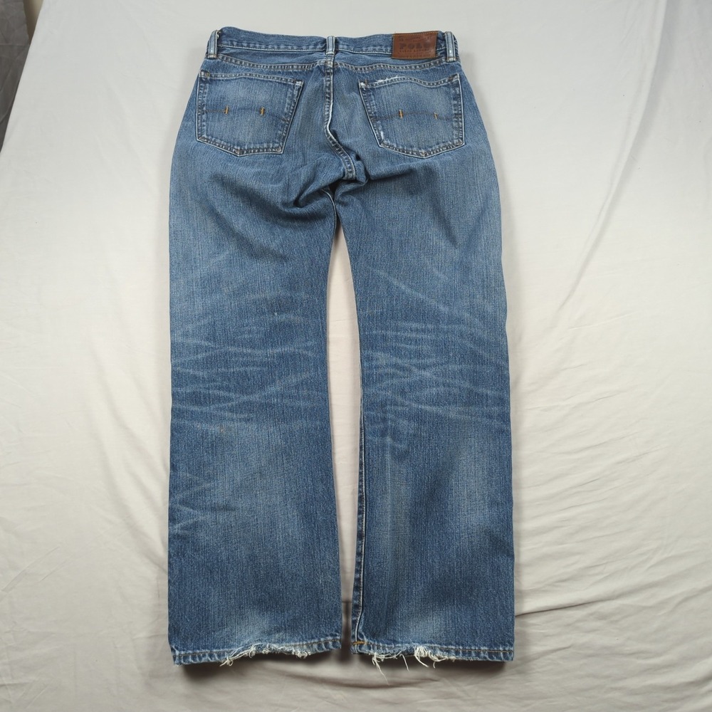 Polo Ralph Lauren 867 Jeans Mens 33x30 Blue Classic Straight Leg Distressed - Picture 15 of 16